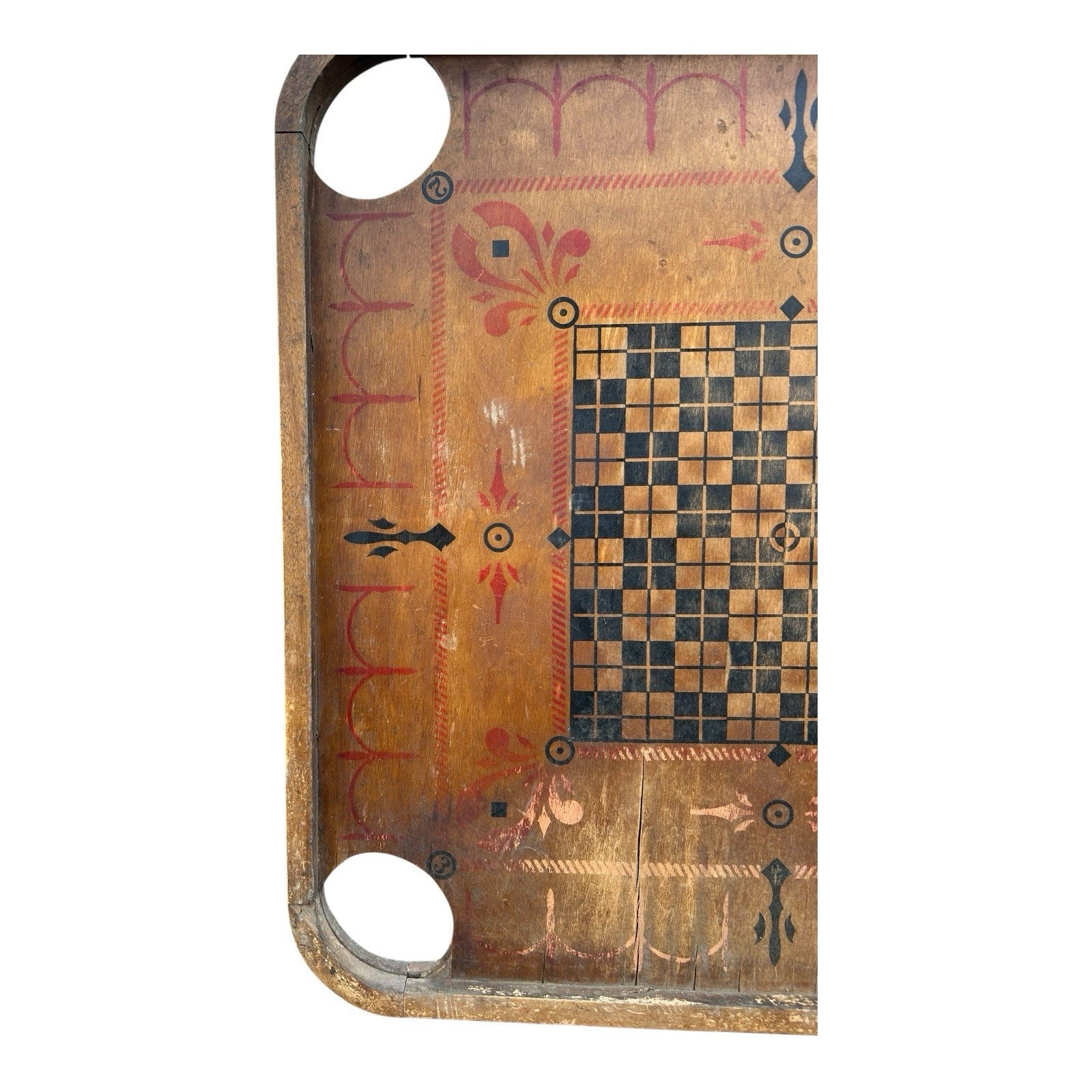 Antique Double Sided Game Board Early Carrom Game
