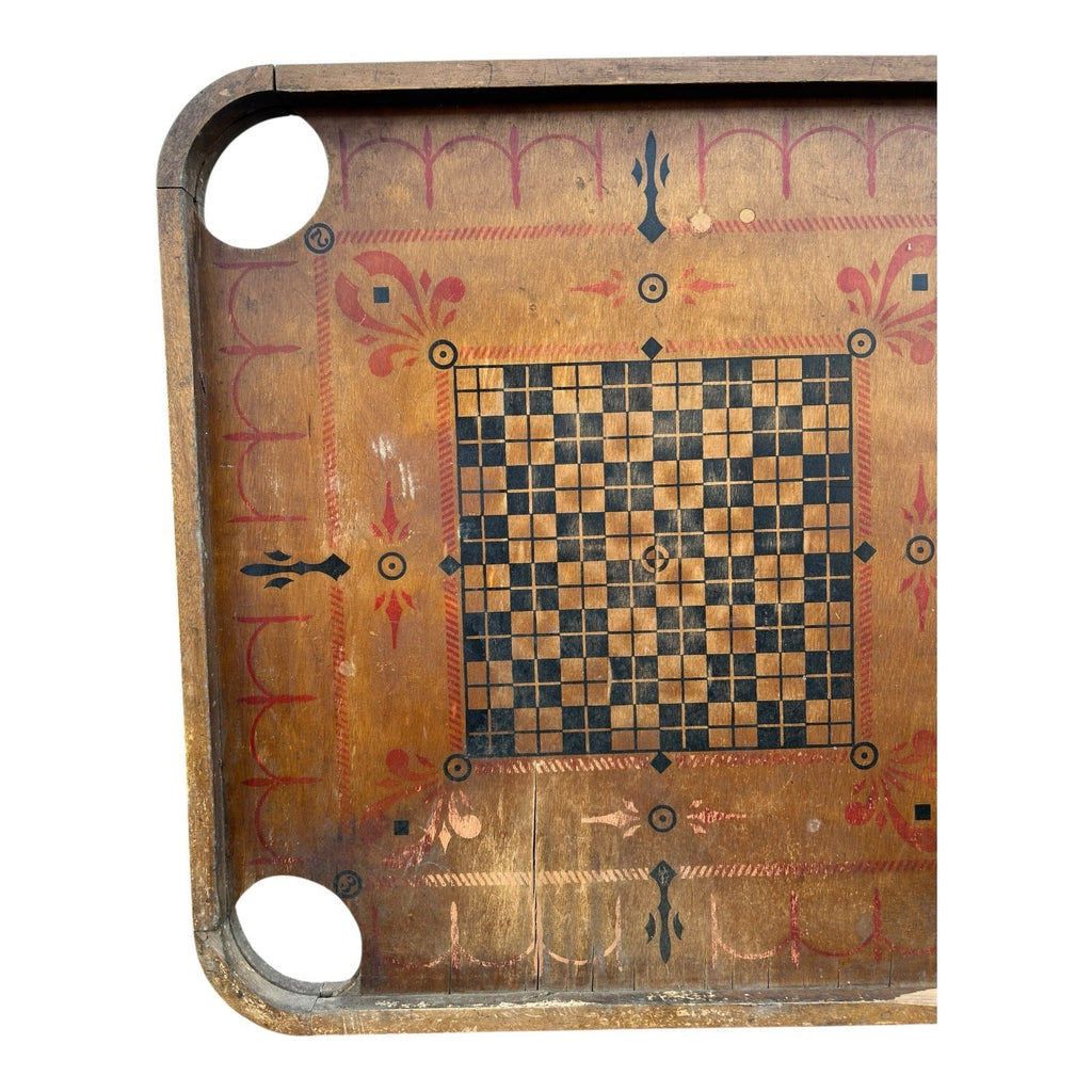 Antique Double Sided Game Board Early Carrom Game