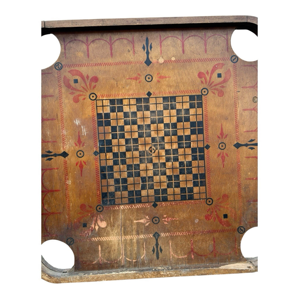 Antique Double Sided Game Board Early Carrom Game
