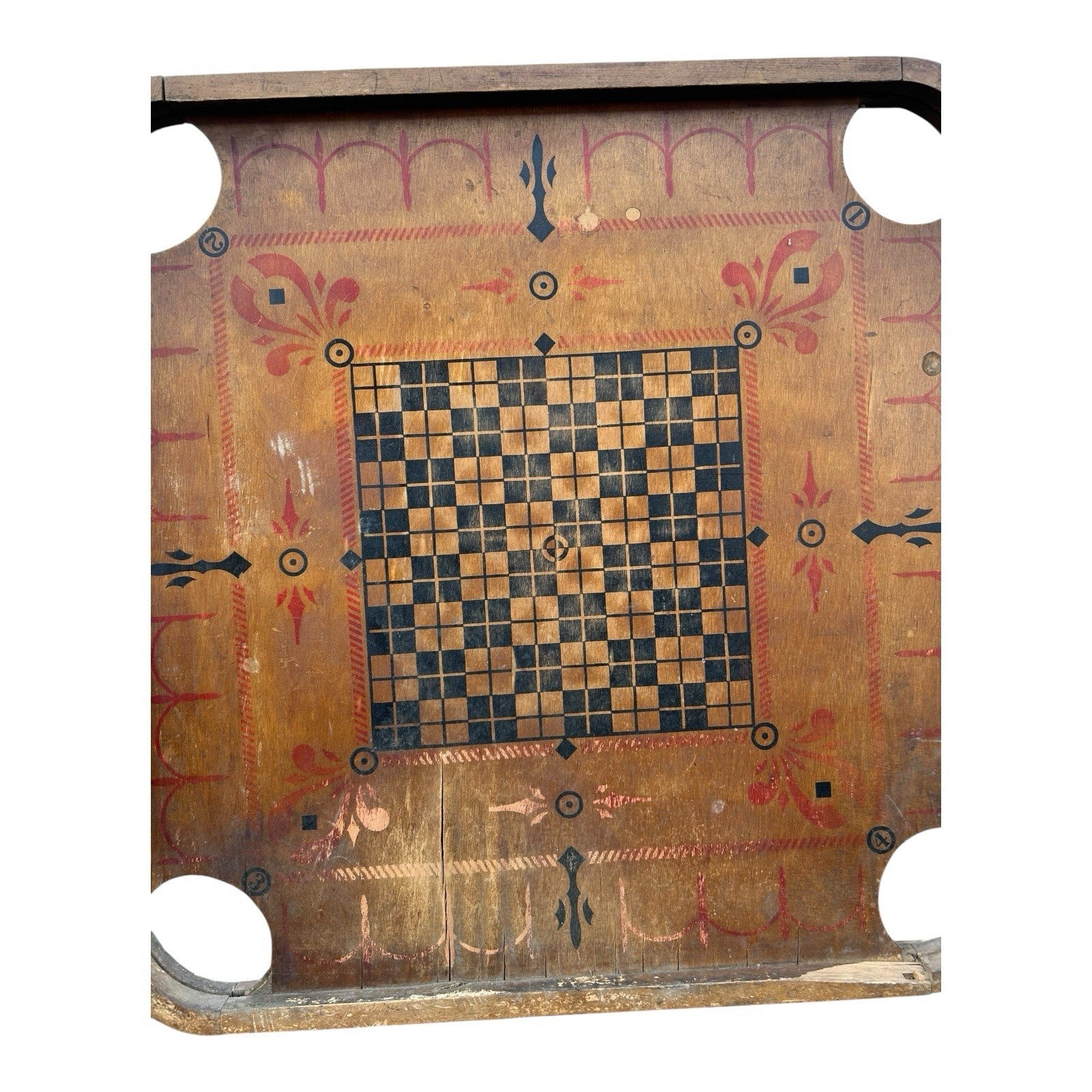 Antique Double Sided Game Board Early Carrom Game