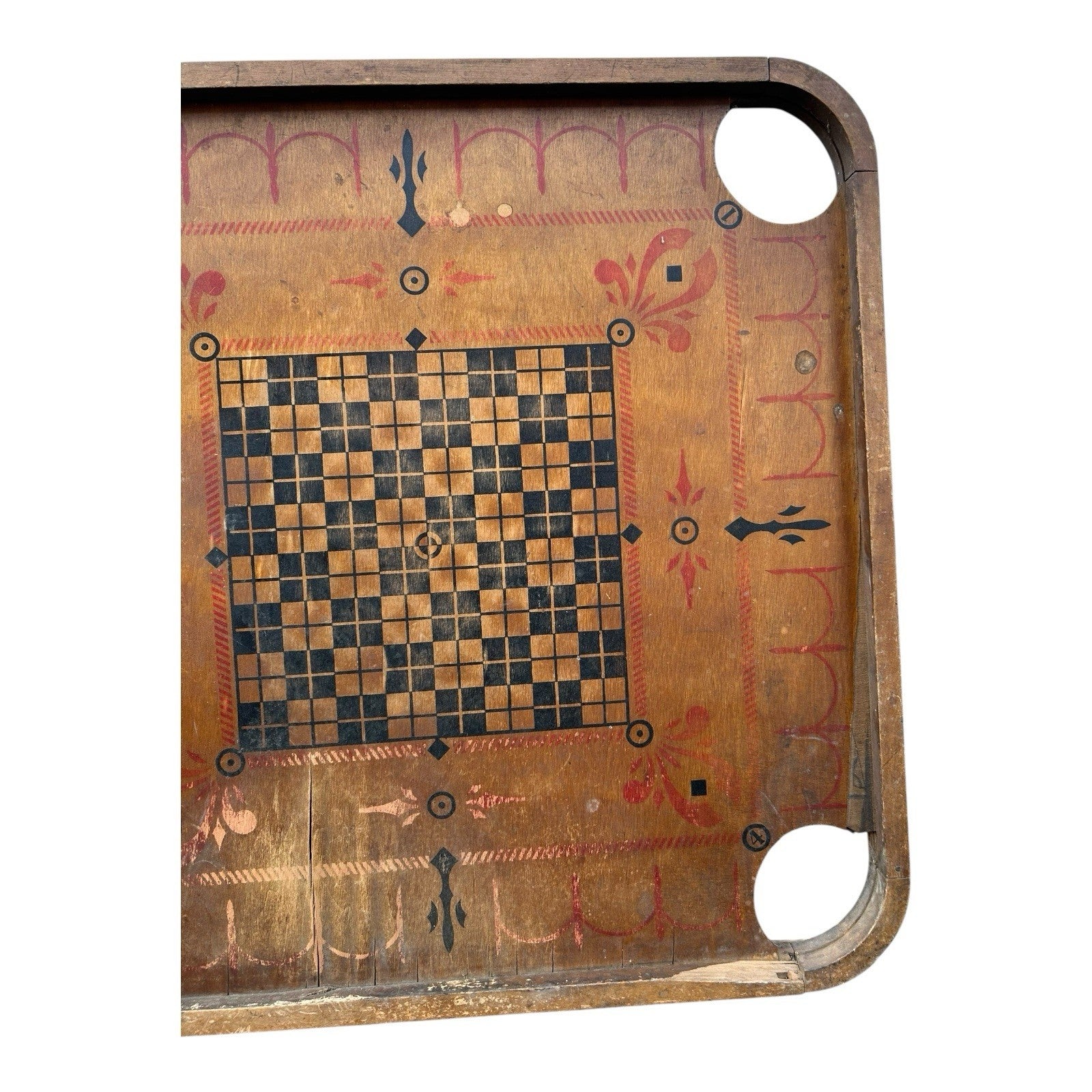 Antique Double Sided Game Board Early Carrom Game