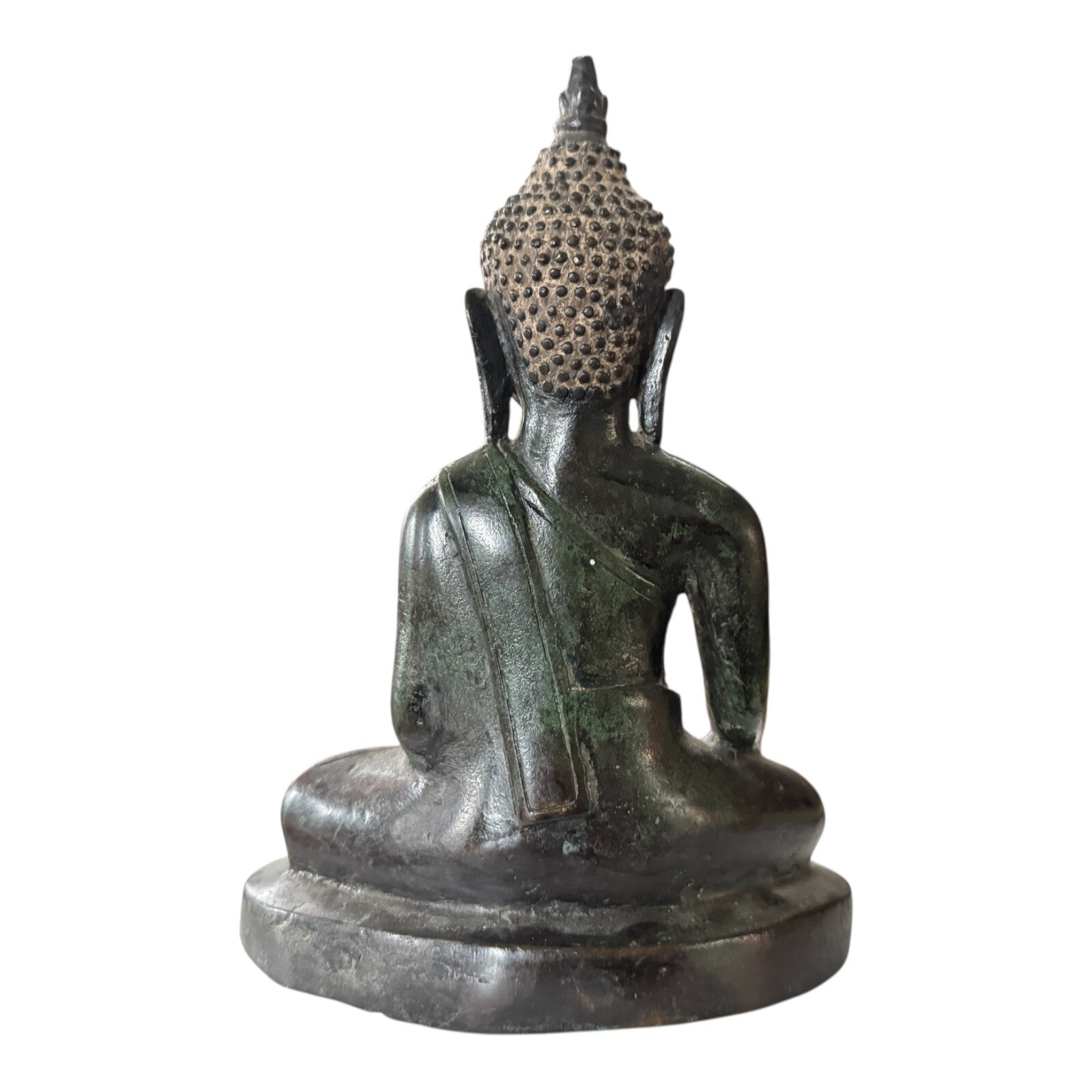 Antique Thai Burmese Bronze Seated Buddha Statue - Mon Period Style