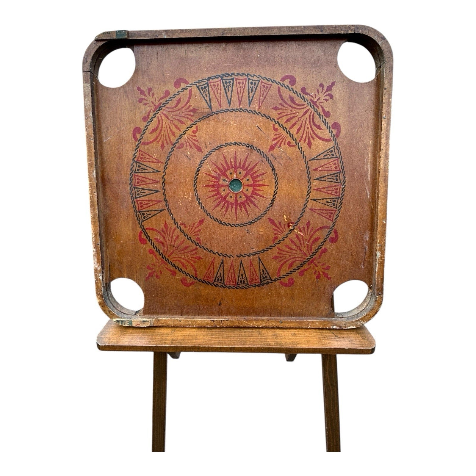 Antique Double Sided Game Board Early Carrom Game