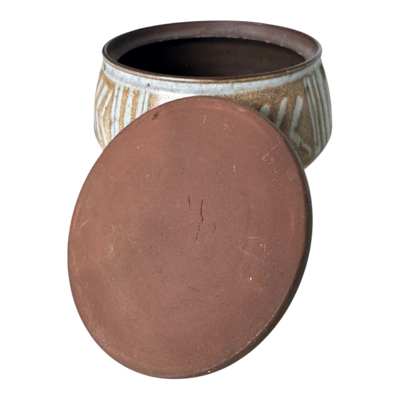 Vintage Studio Art Stoneware Pottery Lidded Jar - Signed Barrou