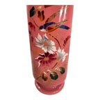 Antique French Painted Floral Opaline Pink Glass Vase (Cipher)