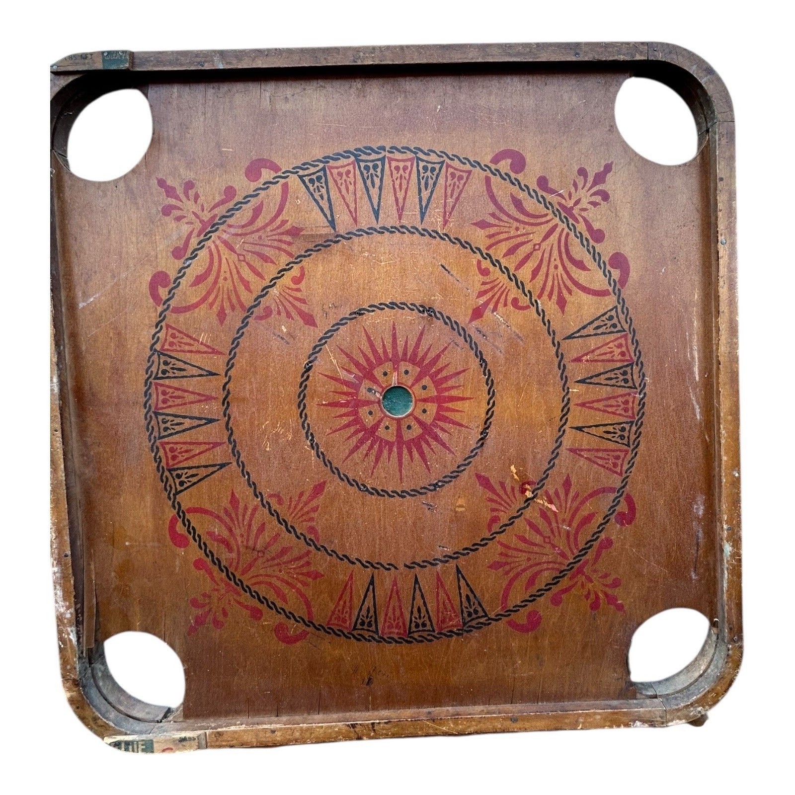 Antique Double Sided Game Board Early Carrom Game