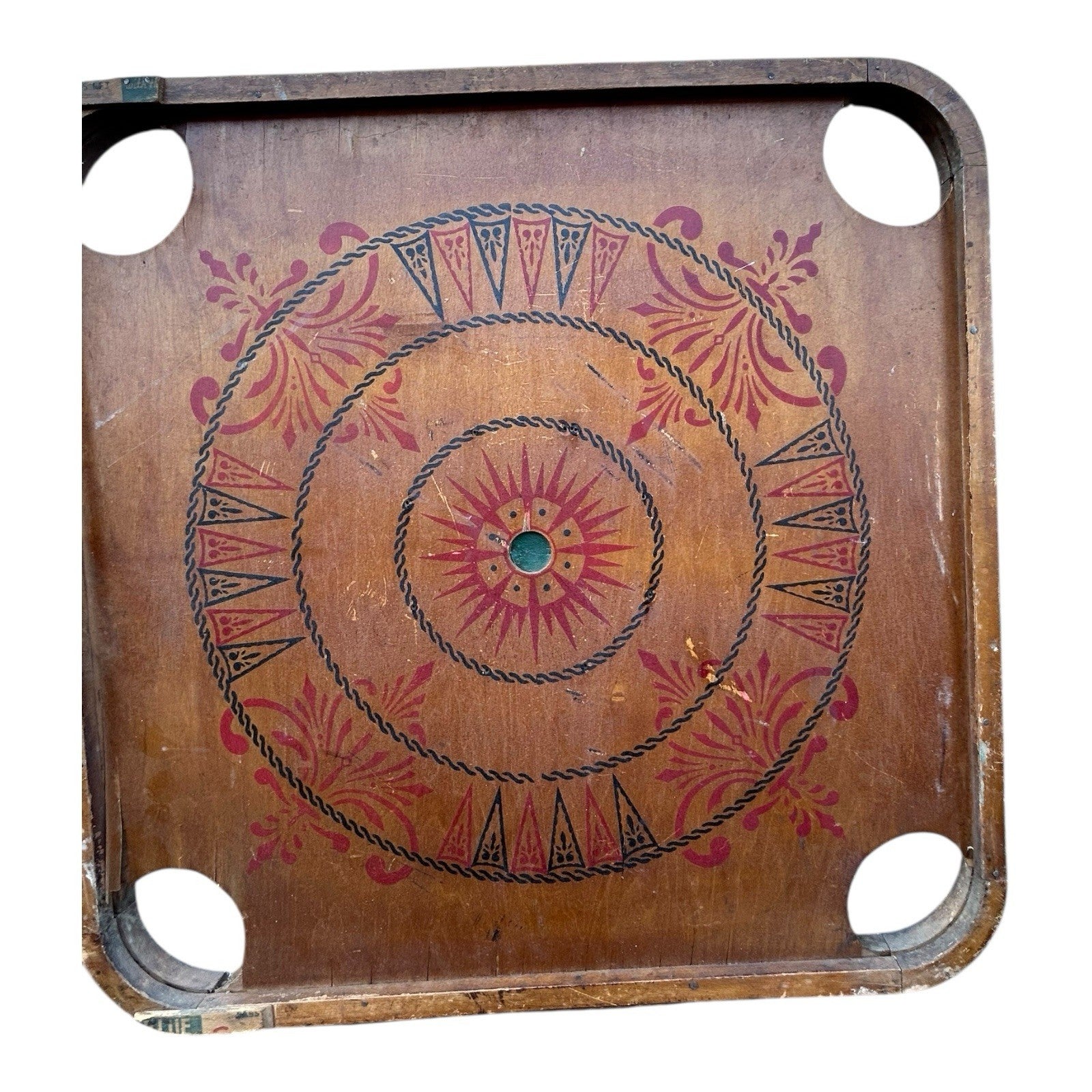 Antique Double Sided Game Board Early Carrom Game