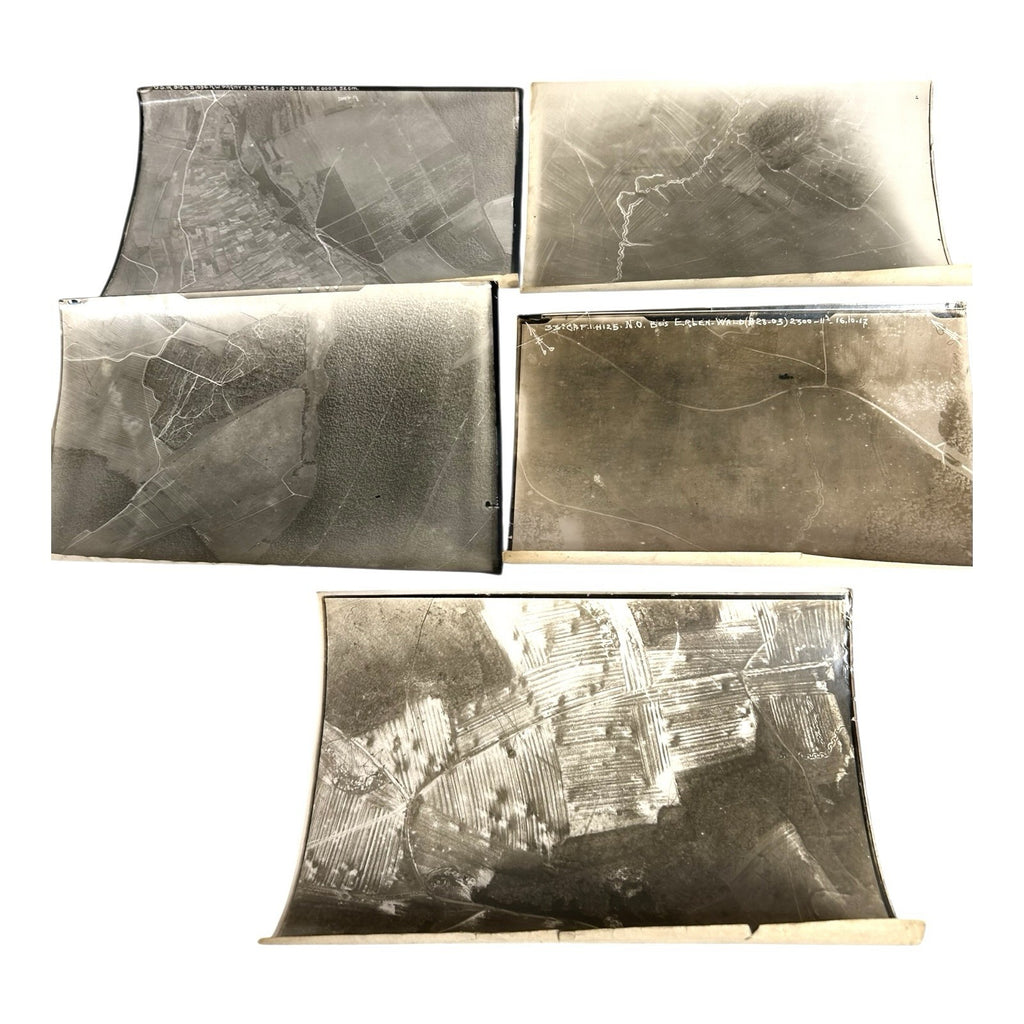 Antique Lot of 5 WWI Aerial Reconnaissance Photographs of Germany & France