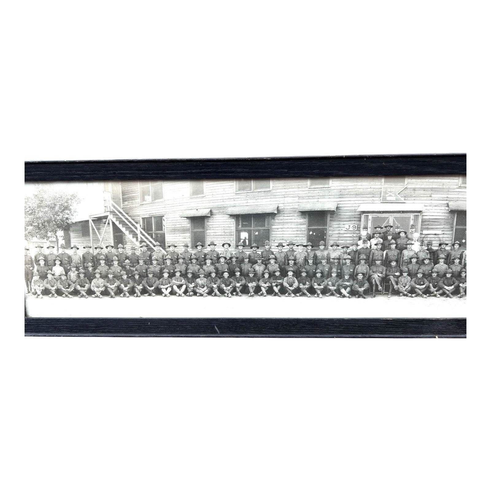 Antique WWI Panoramic Soldiers Photo Camp Jackson SC - Framed Yard-Long