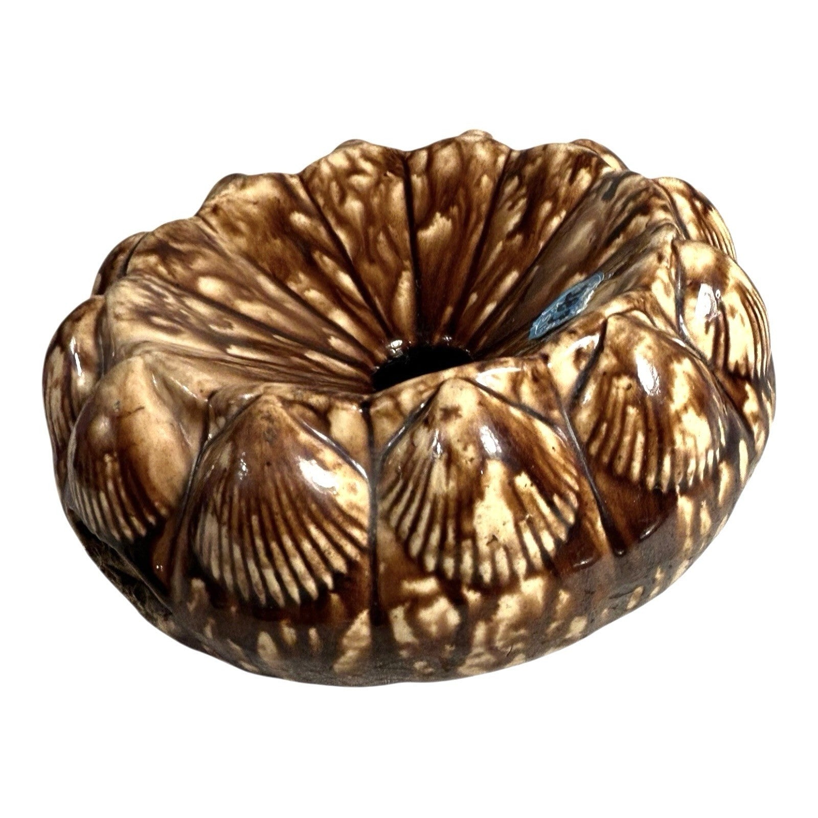 Antique Rockingham Bennington Clam Shell Spittoon Owned by Martha Stewart