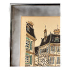 Vintage French Village Lithograph by Jacquest AKA Tom Wood Framed and Matted