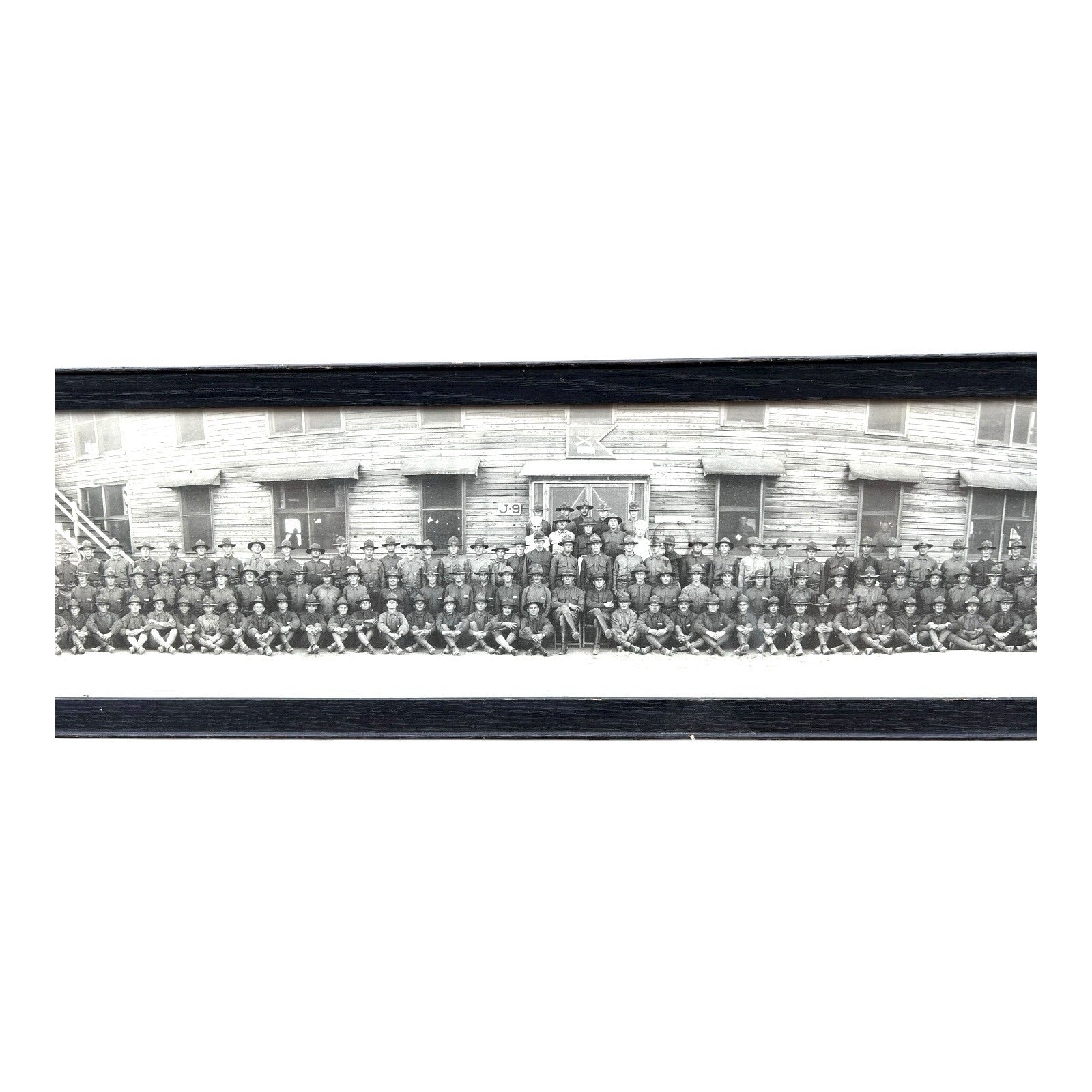 Antique WWI Panoramic Soldiers Photo Camp Jackson SC - Framed Yard-Long