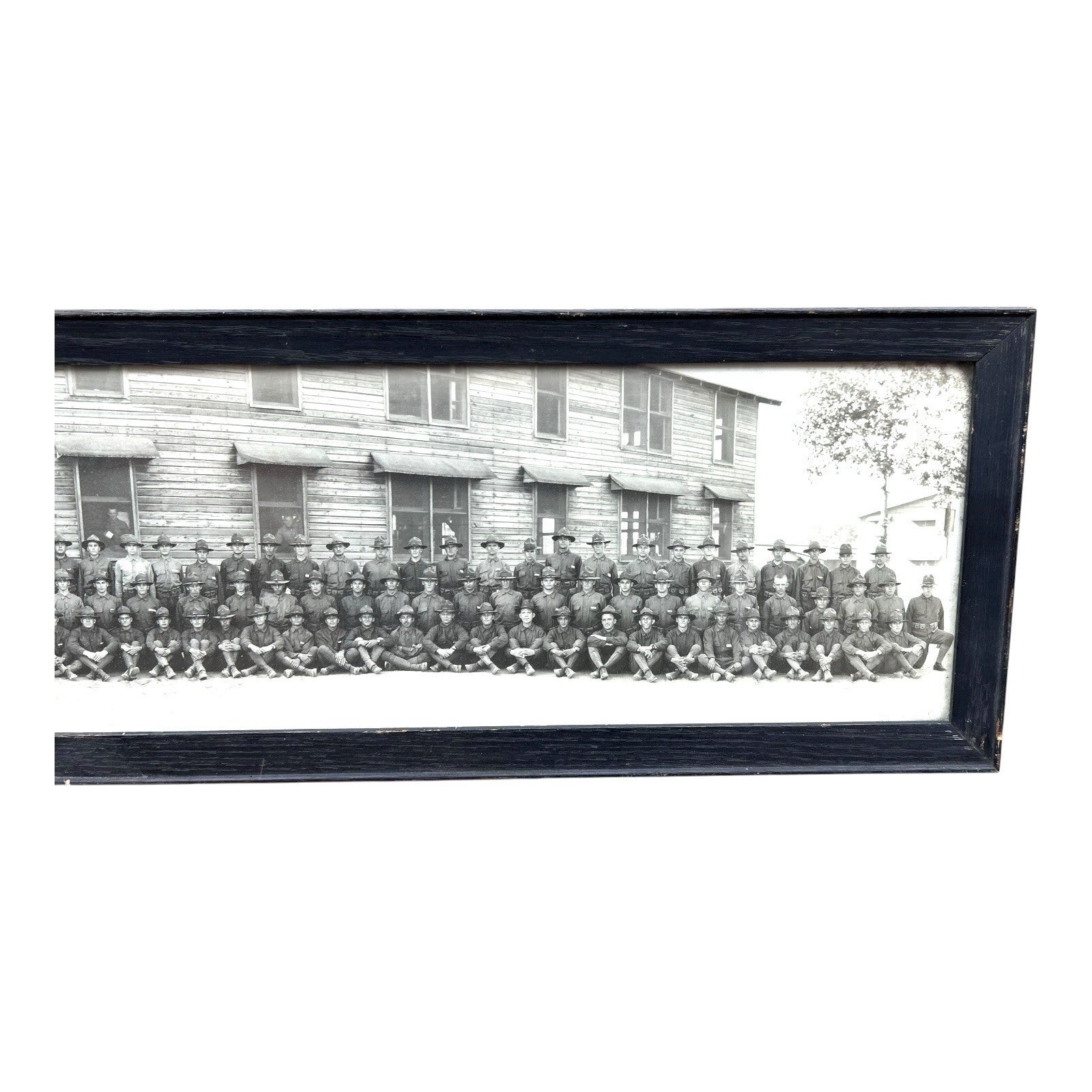 Antique WWI Panoramic Soldiers Photo Camp Jackson SC - Framed Yard-Long