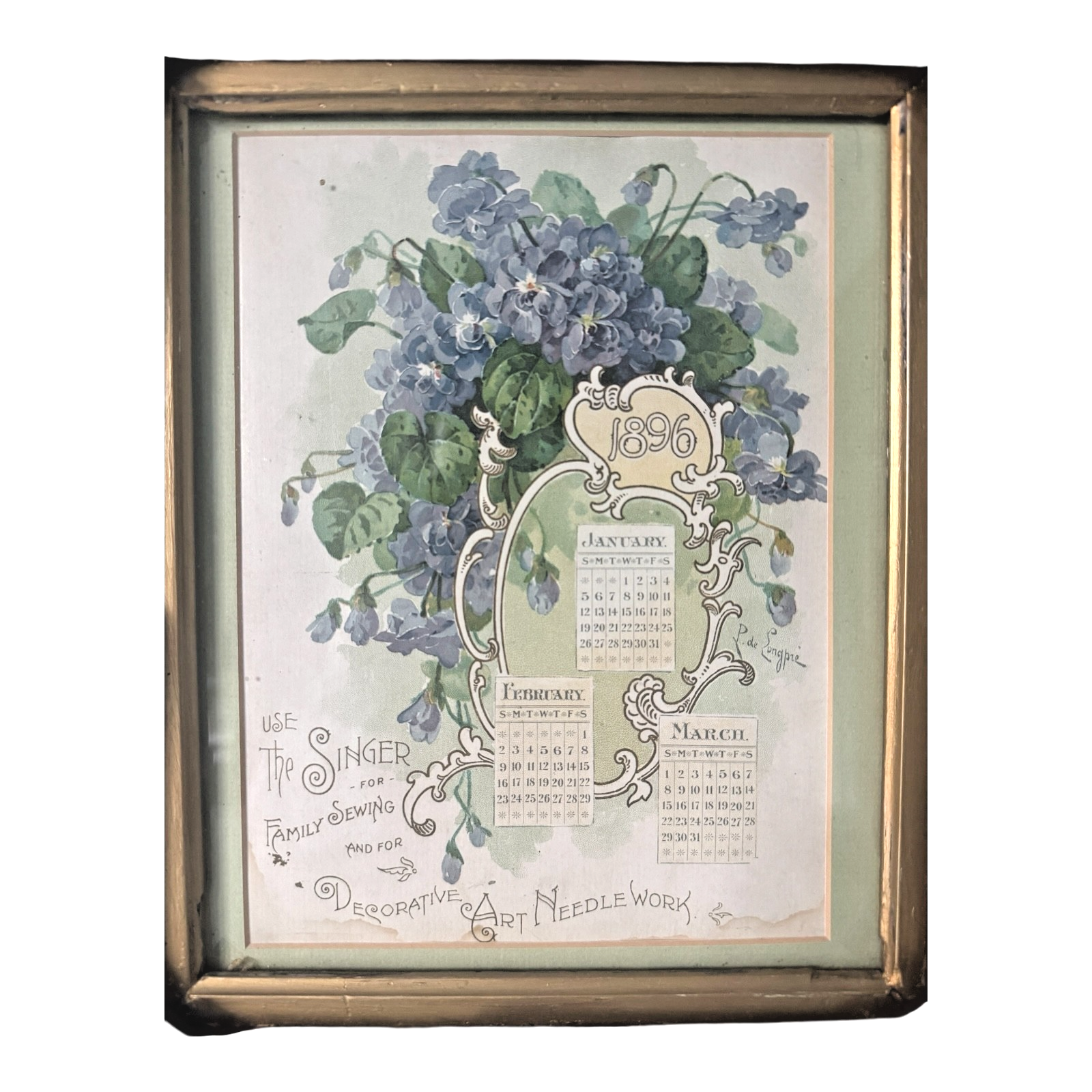 Antique 1896 Collectible Singer Sewing Advertising Calendar by Paul de Longpré