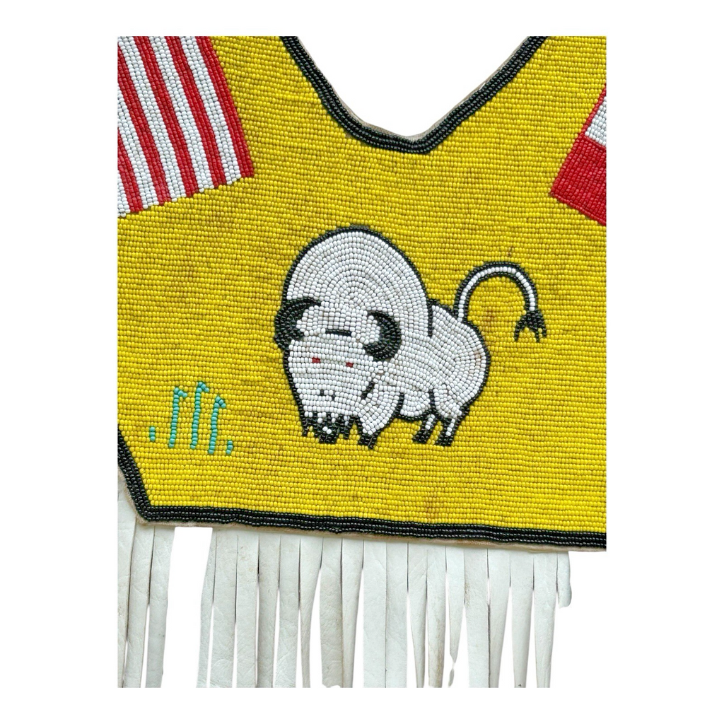 Vintage Native American Beaded Powwow Vest Regalia Buffalo Fringe, US / Canada