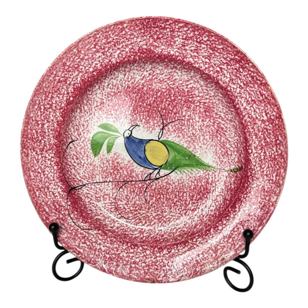 Antique Staffordshire Red Peafowl Spatterware Spongeware Cup & Saucer