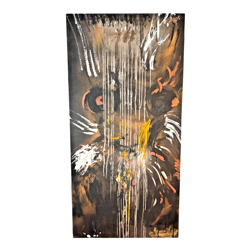Vintage Large Original Abstract Expressionist Painting "Buffalo Woman" - Signed