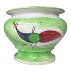 Antique Staffordshire Green Peafowl Spatterware Spongeware Lidded Sugar Bowl