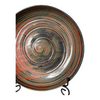 Vintage Signed Studio Art Pottery Spiral Glaze Low Bowl