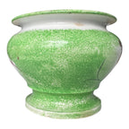 Antique Staffordshire Green Peafowl Spatterware Spongeware Lidded Sugar Bowl