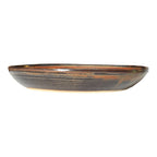 Vintage Signed Studio Art Pottery Spiral Glaze Low Bowl