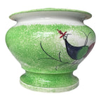 Antique Staffordshire Green Peafowl Spatterware Spongeware Lidded Sugar Bowl