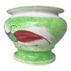 Antique Staffordshire Green Peafowl Spatterware Spongeware Lidded Sugar Bowl