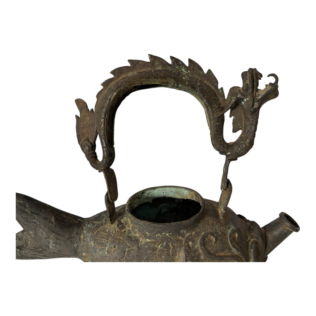 Antique Asian Indonesian Bronze Fish Dragon Effigy Water Pot – Museum Provenance