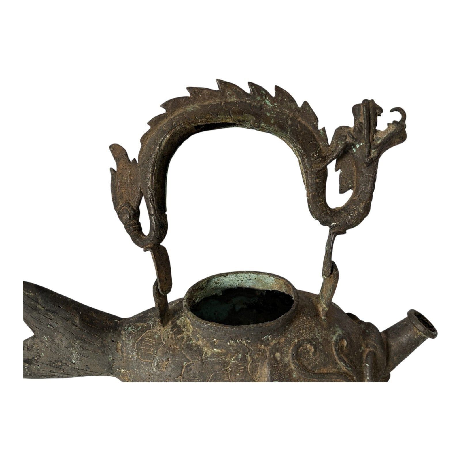 Antique Asian Indonesian Bronze Fish Dragon Effigy Water Pot – Museum Provenance