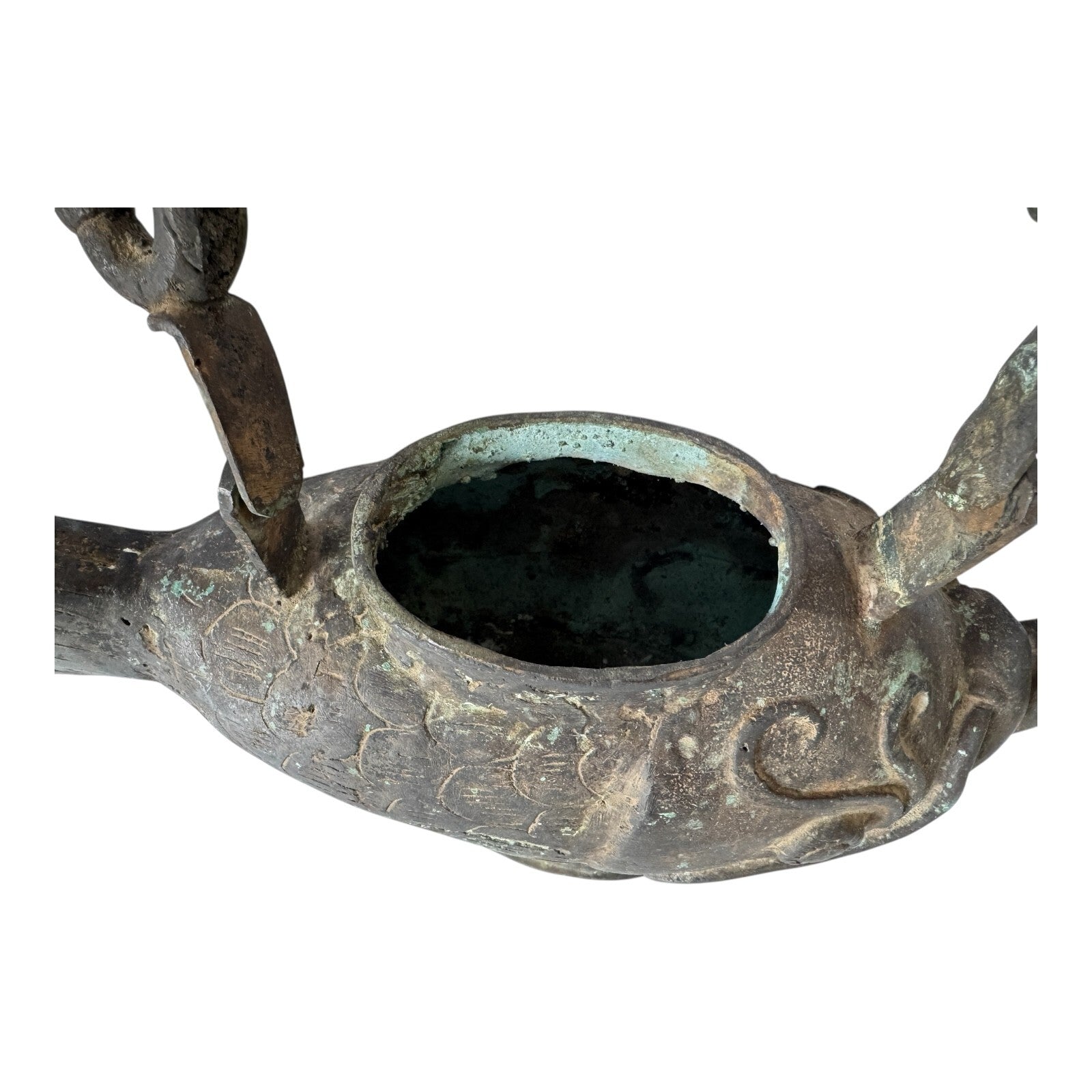 Antique Asian Indonesian Bronze Fish Dragon Effigy Water Pot – Museum Provenance