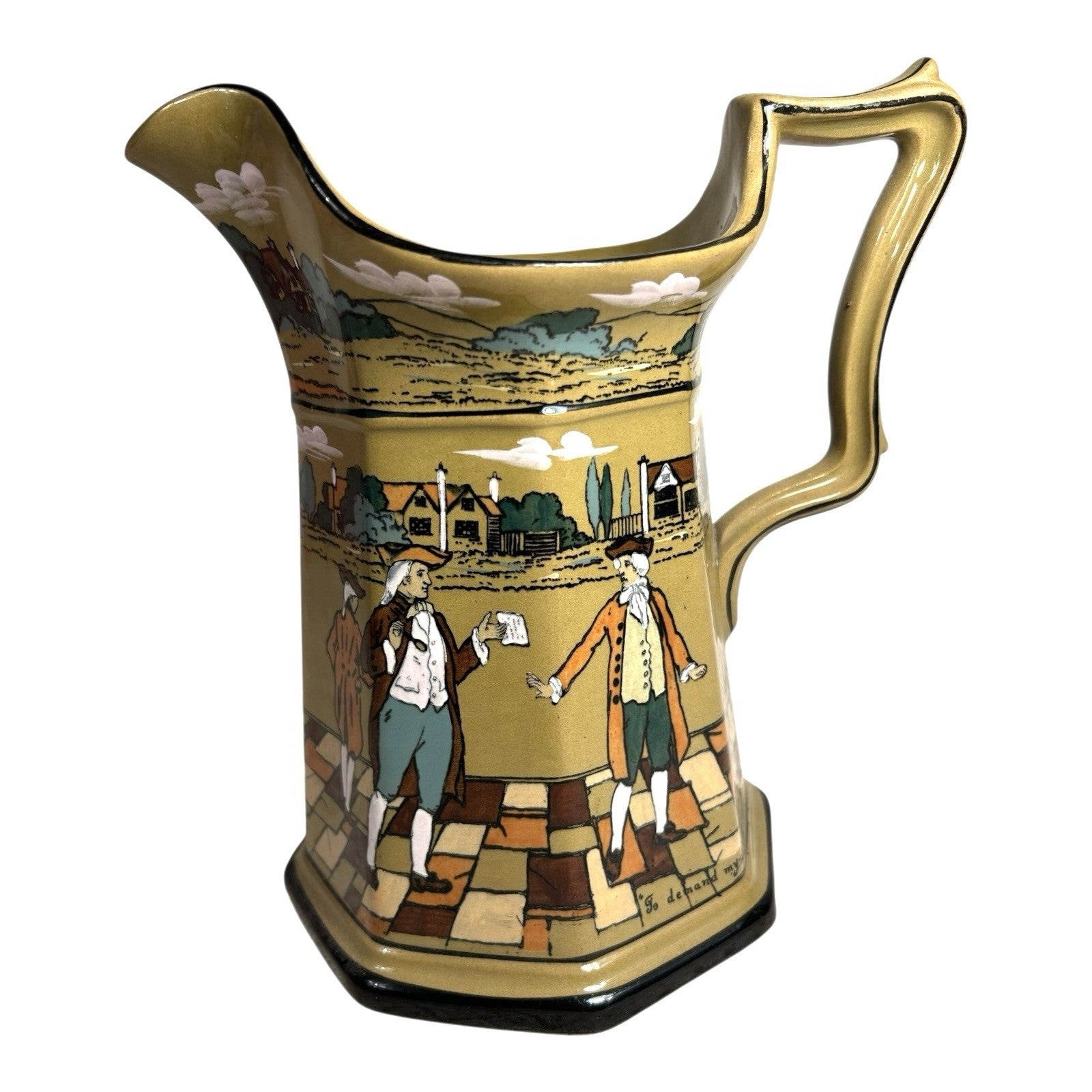 Antique Buffalo Pottery Deldare Ware Pitcher - Ye Village Street Series