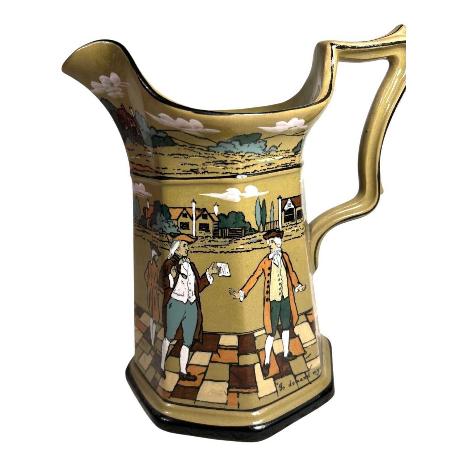 Antique Buffalo Pottery Deldare Ware Pitcher - Ye Village Street Series