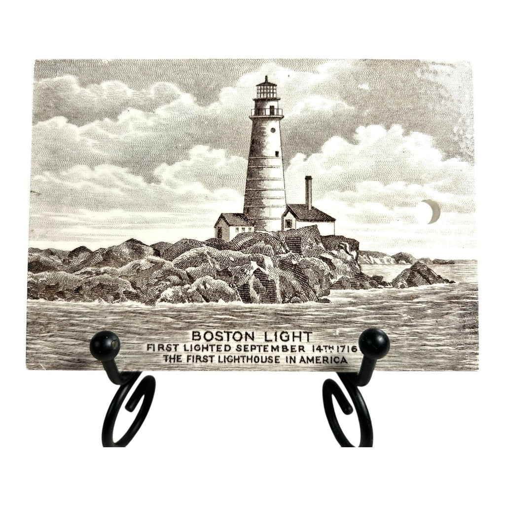 Antique Wedgwood Calendar Advertising Tile - 1918 Boston Light