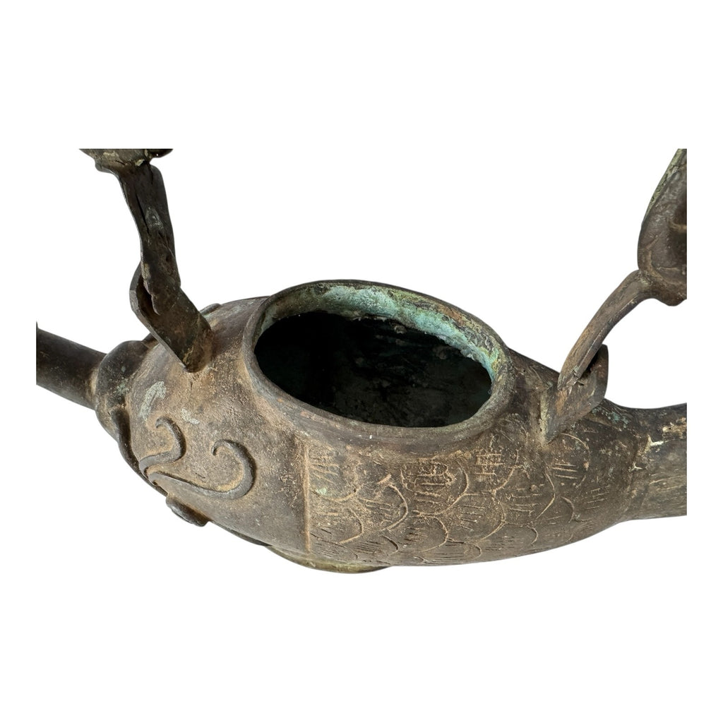 Antique Asian Indonesian Bronze Fish Dragon Effigy Water Pot – Museum Provenance