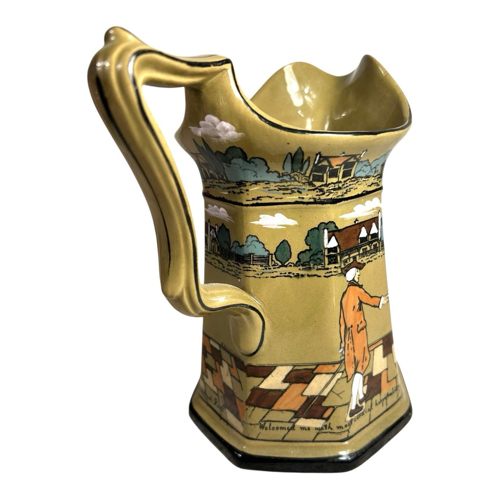 Antique Buffalo Pottery Deldare Ware Pitcher - Ye Village Street Series
