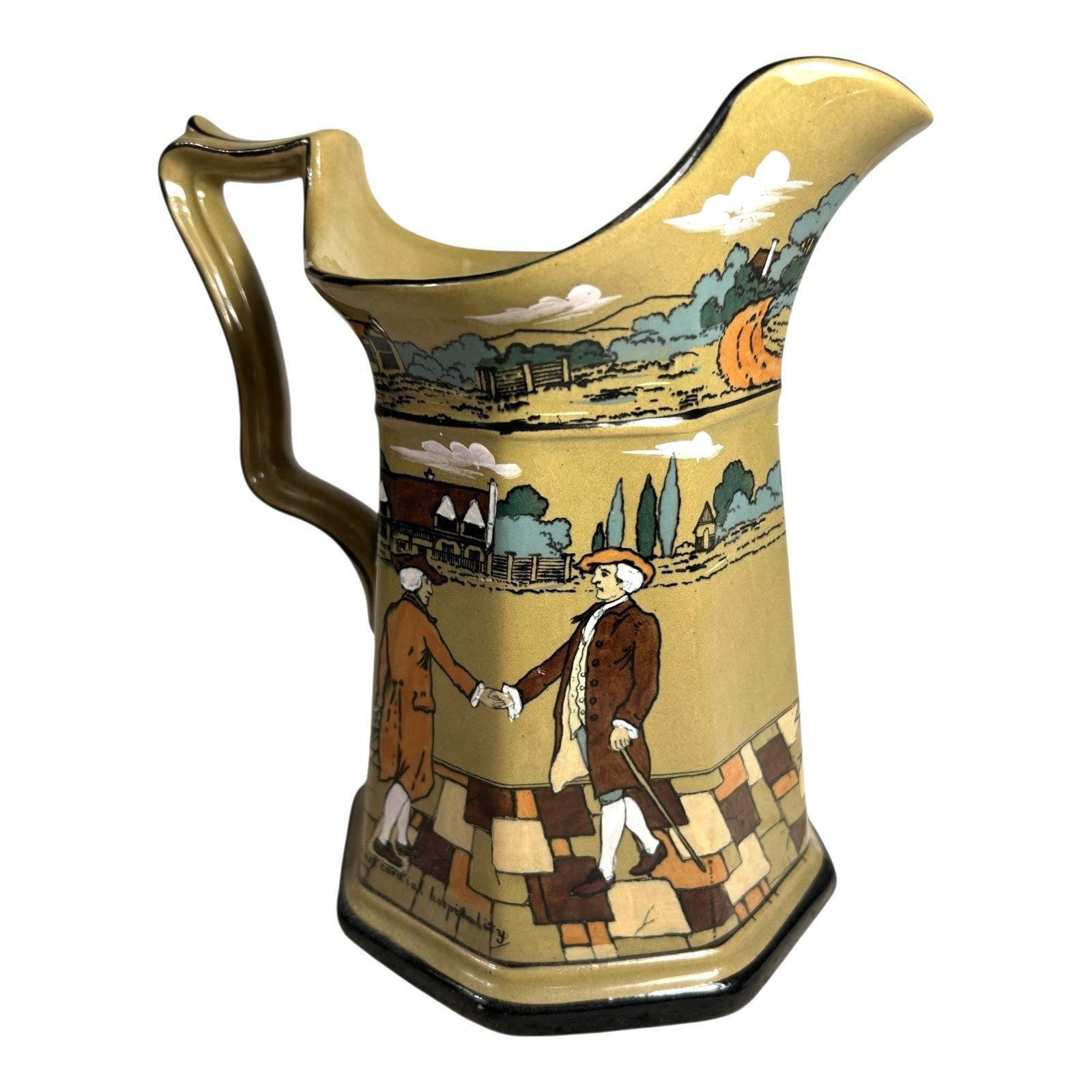 Antique Buffalo Pottery Deldare Ware Pitcher - Ye Village Street Series