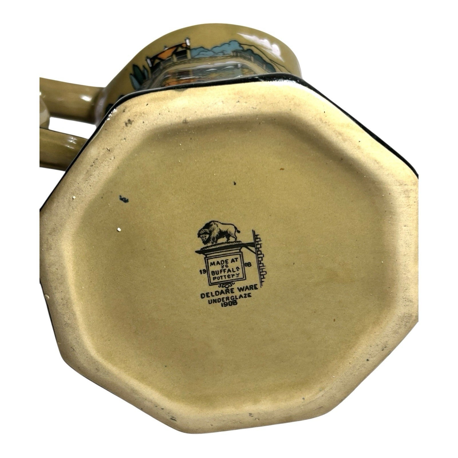 Antique Buffalo Pottery Deldare Ware Pitcher - Ye Village Street Series