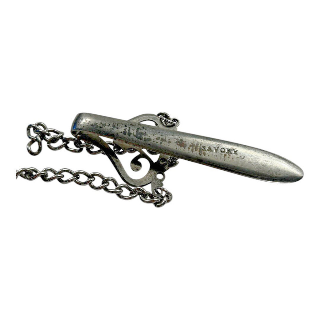 Antique Savory Miniature Sword Chatelaine Fob with Chain