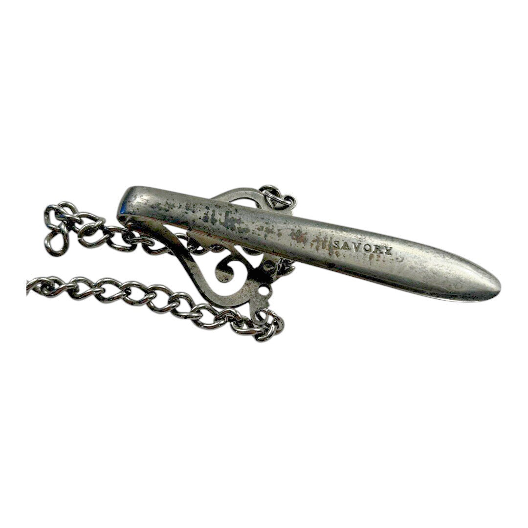 Antique Savory Miniature Sword Chatelaine Fob with Chain