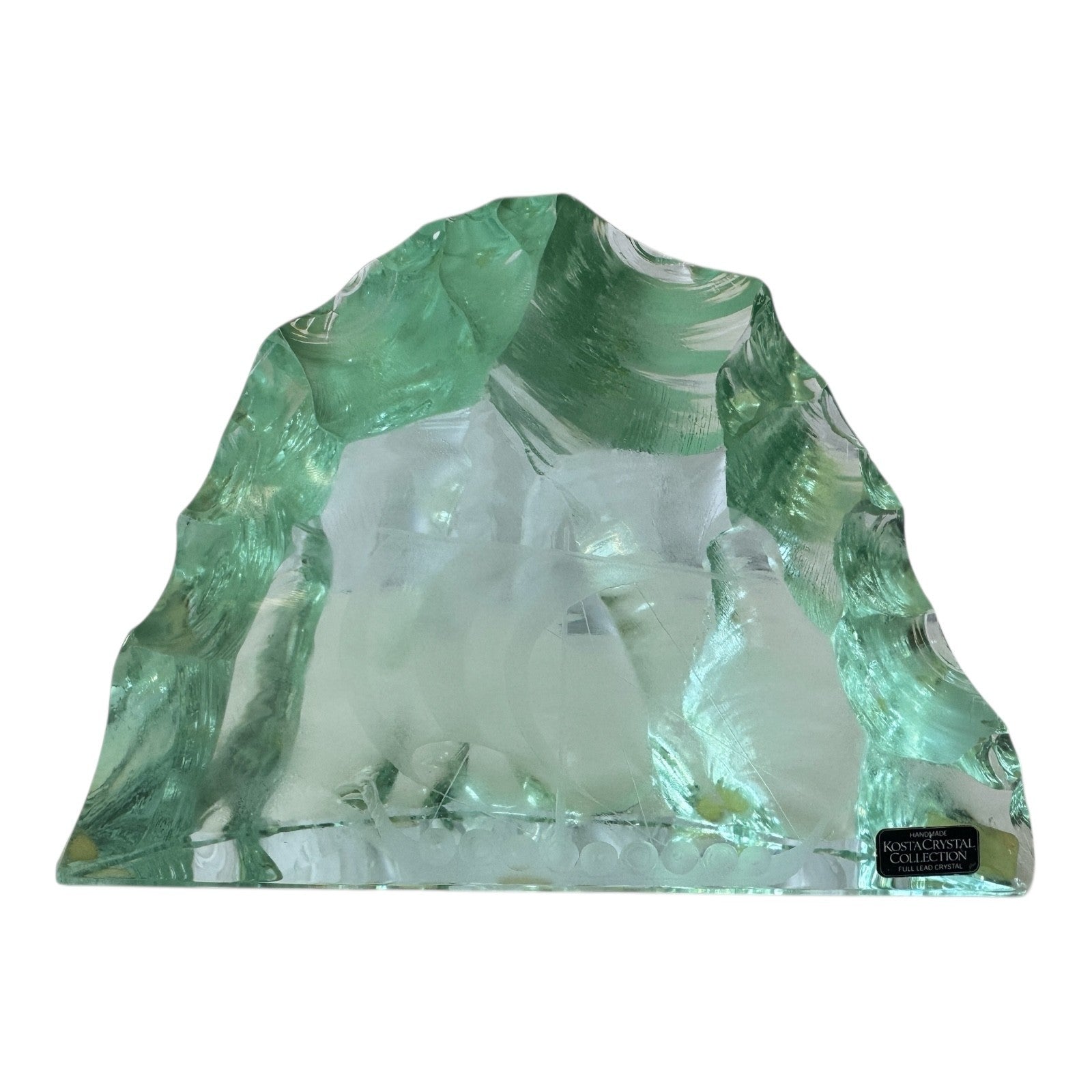 Vintage Kosta Boda Glass Iceberg Sculpture Viking Ship by Vicke Lindstrand