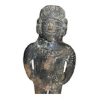 Antique Pre-Columbian West Mexico Blackware Pottery Standing Whistle Figure