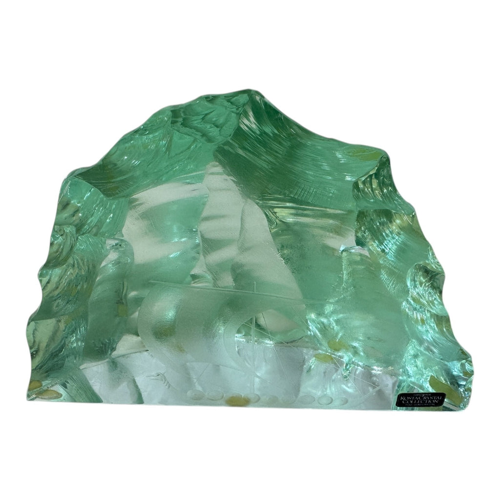 Vintage Kosta Boda Glass Iceberg Sculpture Viking Ship by Vicke Lindstrand