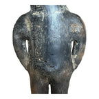 Antique Pre-Columbian West Mexico Blackware Pottery Standing Whistle Figure