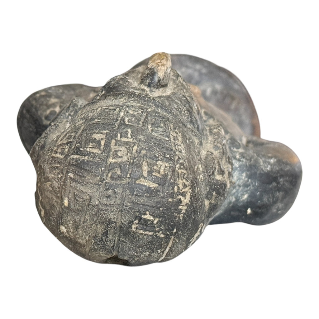 Antique Pre-Columbian West Mexico Blackware Pottery Standing Whistle Figure