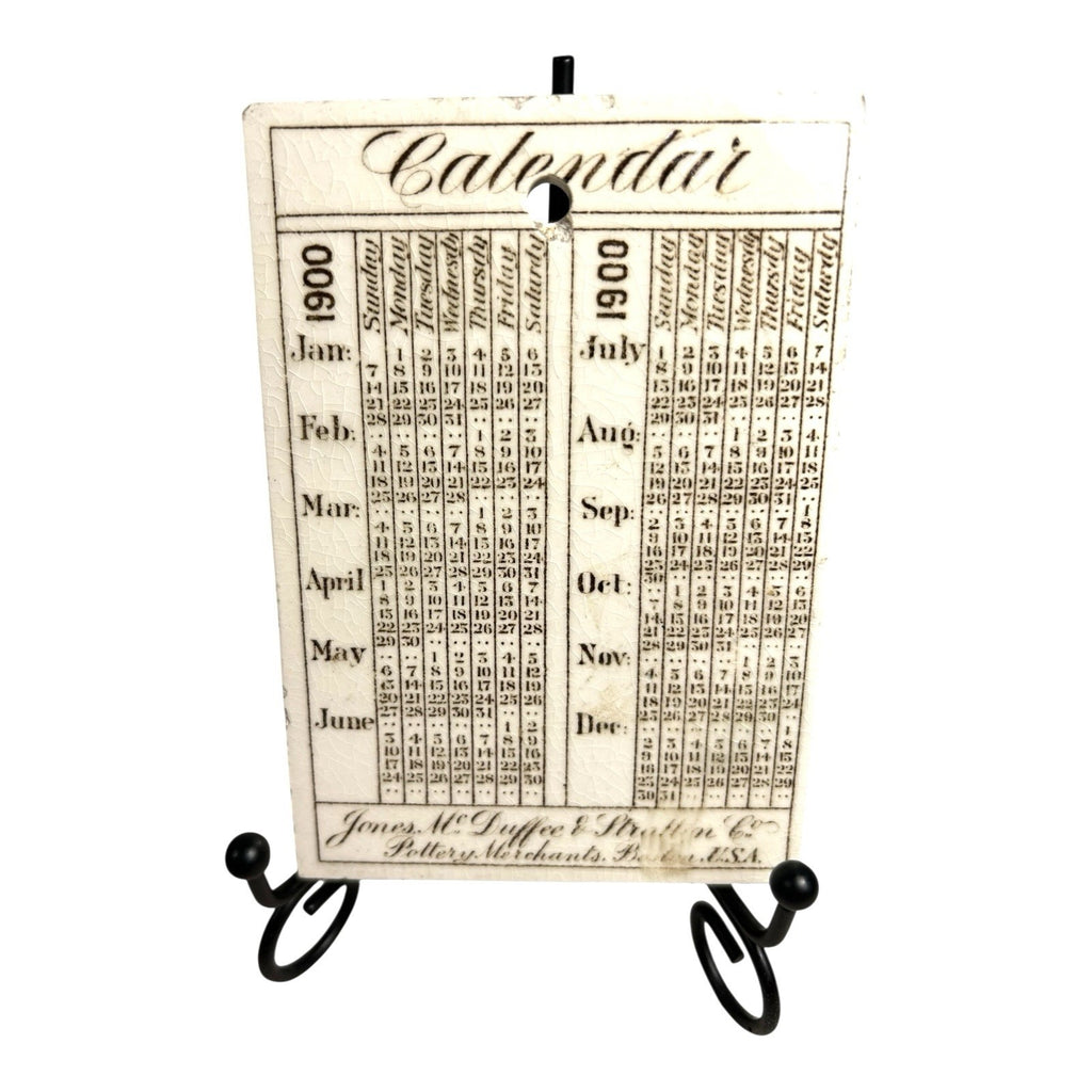 Antique Wedgwood 1900 Calendar Advertising Tile John Hancock House