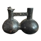 Antique Pre-Columbian Chimu Blackware Stirrup Spout Vessel