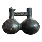 Antique Pre-Columbian Chimu Blackware Stirrup Spout Vessel