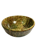 Antique Ribbed Spongeware Stoneware Pottery Mixing Bowl