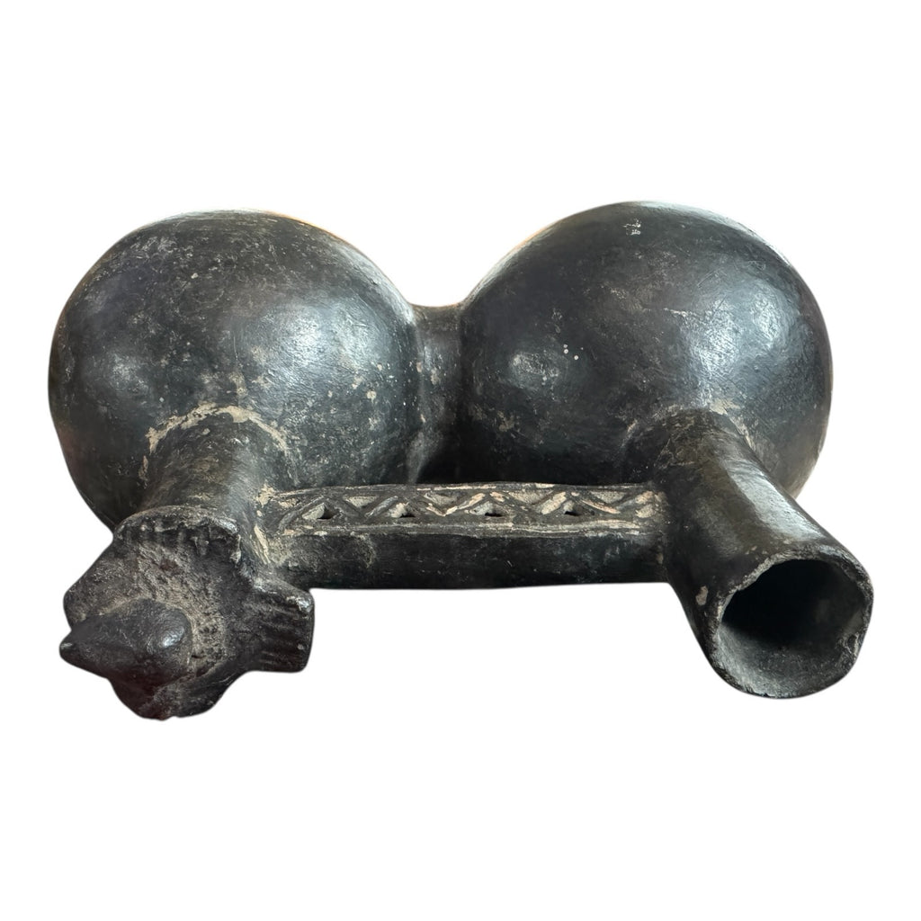 Antique Pre-Columbian Chimu Blackware Stirrup Spout Vessel