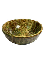 Antique Ribbed Spongeware Stoneware Pottery Mixing Bowl